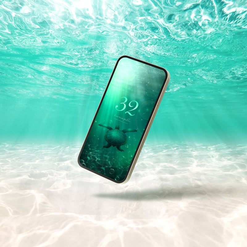 エメラルドの光と福亀＋数字32】幻想の海に差し込む希望の光✨心を癒し