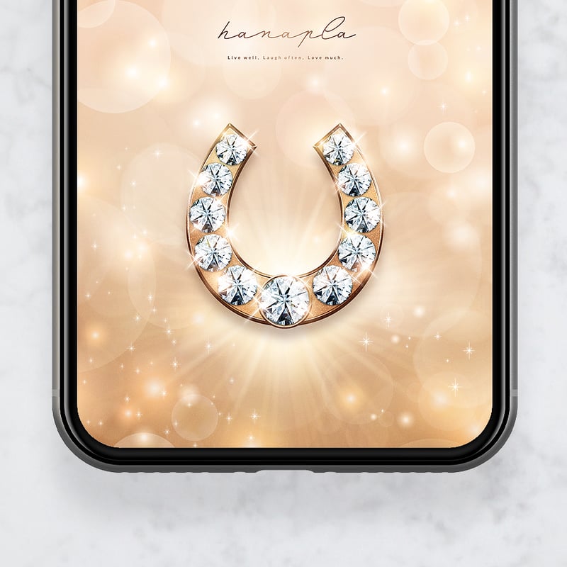 2026干支🐴白砂金のダイヤ蹄鉄（ベージュゴールド）＋数字32