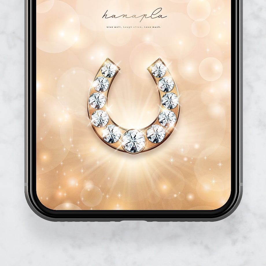 2026干支🐴白砂金のダイヤ蹄鉄（ベージュゴールド）＋数字17