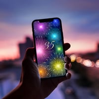 【七色に輝く奇跡のレインボー花火＋数字35】🌈願いと希望が夜空いっぱいに広がる✨虹色の開運待ち受け
