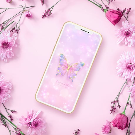 【キラキラ舞う🦋ピンクアゲハ】夢叶うスマホ壁紙💎幸運を呼ぶグラデーション💖✨
