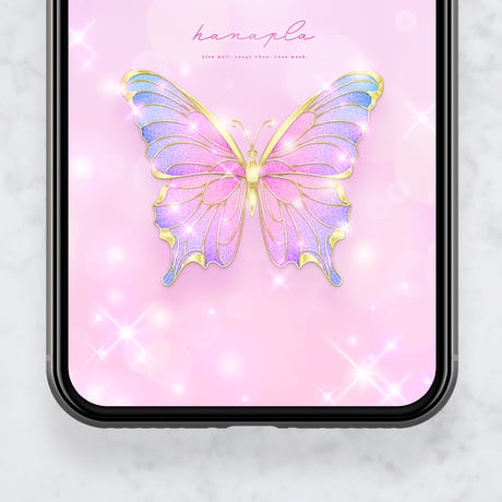 【キラキラ舞う🦋ピンクアゲハ＋数字15】夢叶うスマホ壁紙💎幸運を呼ぶグラデーション💖✨
