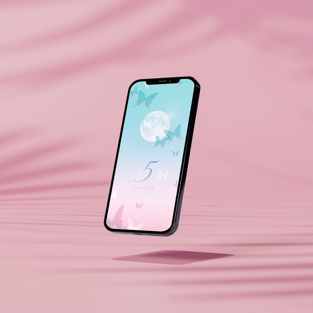 満月と蝶の神秘パステル＋数字5】運気を高める✨やさしい光と