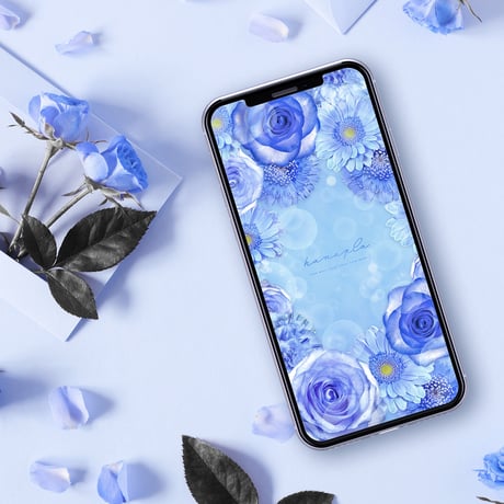 【キラ盛りブルーフラワー】きれいめ大人ギャルっぽい！画面いっぱいの青い花と煌めく光のスマホ壁紙