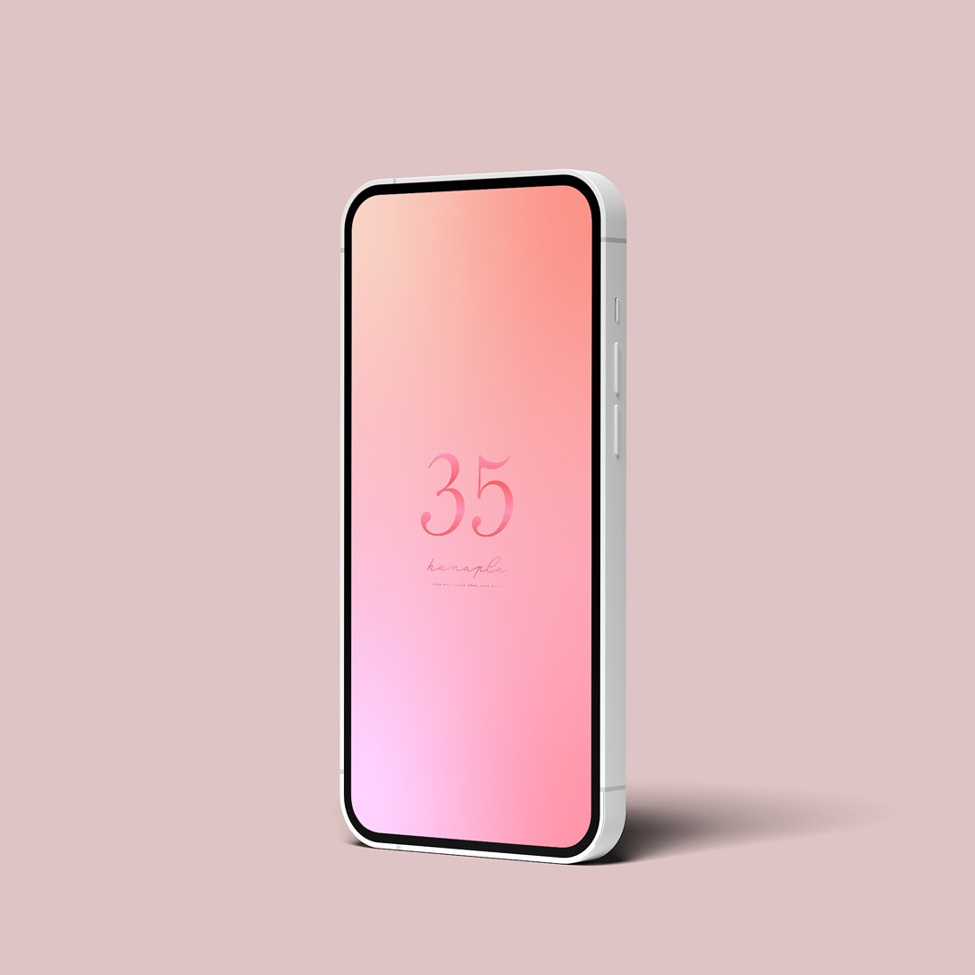 【恋を引き寄せ】心地よいロマンティックなピンクグラデーションと数字35のスマホ壁紙 | おしゃ...