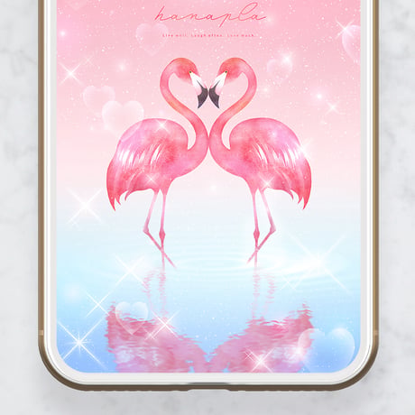 【コーラルムーンとハートフラミンゴ】🦩穏やかな月明かり✨愛情運と絆を育む開運待ち受け