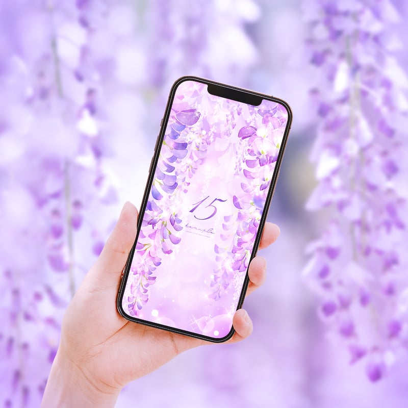 きらめくご縁の藤の花＋数字15】💜🌿やさしい光に包まれるパープルの