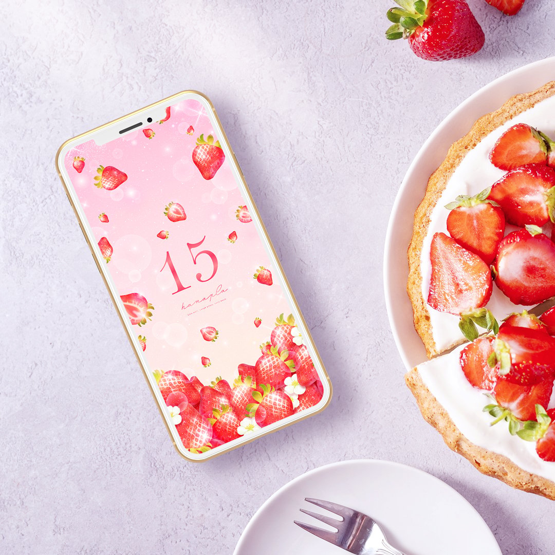 しあわせ色の苺ミルク＋数字15】🍓キラキラいちごが幸運を引き寄せる