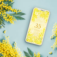 【幸運を呼ぶミモザイエロー＋数字35】心と運気に光を灯す🍀きらめく幸せのスマホ壁紙✨