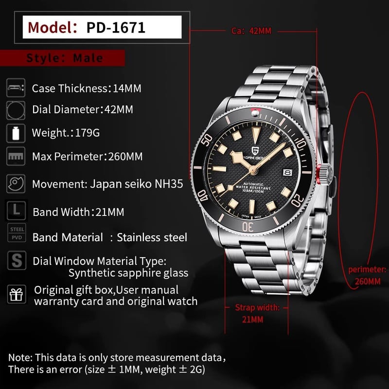 稼働 極美品 パガーニデザイン 自動巻 PD-2770 グリーン デイト