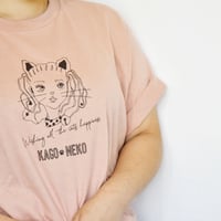 かごねこオリジナルTシャツ（ダスティピンク×茶）