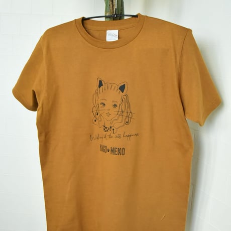 かごねこオリジナルTシャツ（キャメル×黒）