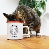 かごねこオリジナル・レトロマグカップ（ふちどりレッド）