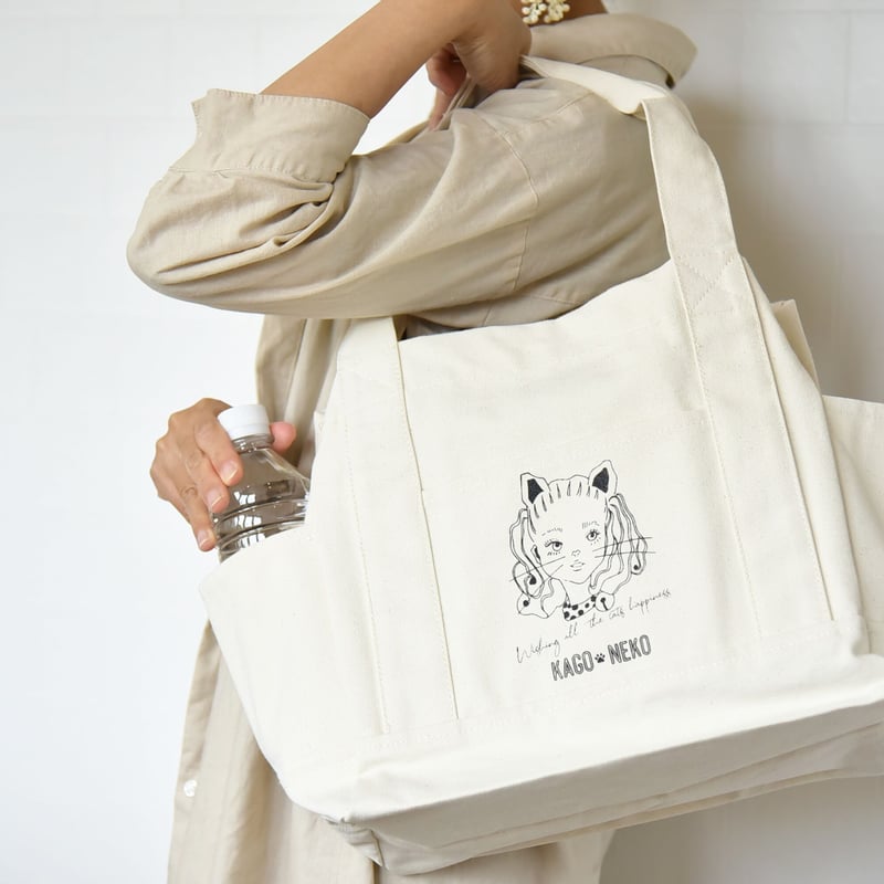トートバッグ 大容量 かご型 オリジナル かごねこオリジナルトートバッグ | KAGONEKO STORE