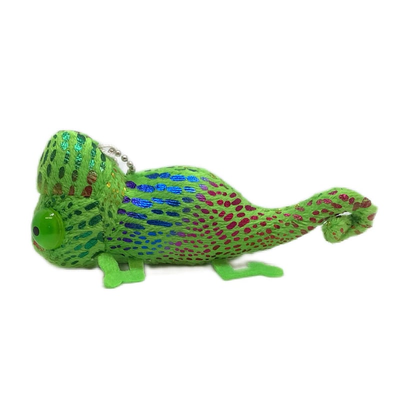 エボシカメレオン 編みぐるみ ビーズ装飾 一点もの カメレオン