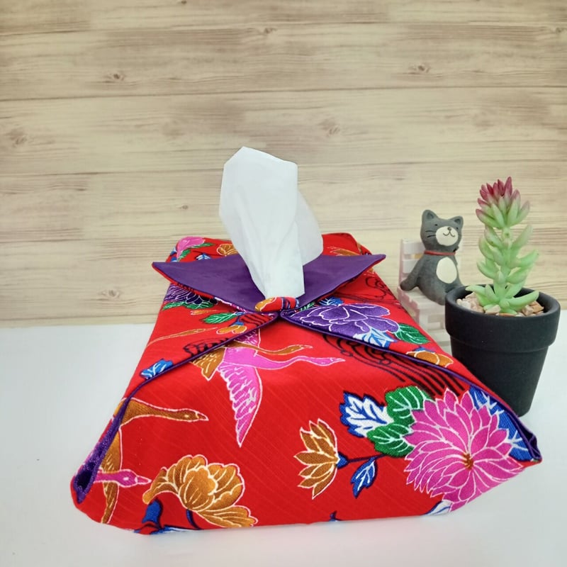 紅型 ティッシュカバー 赤色 | 沖縄黒にんにくのみやげ屋