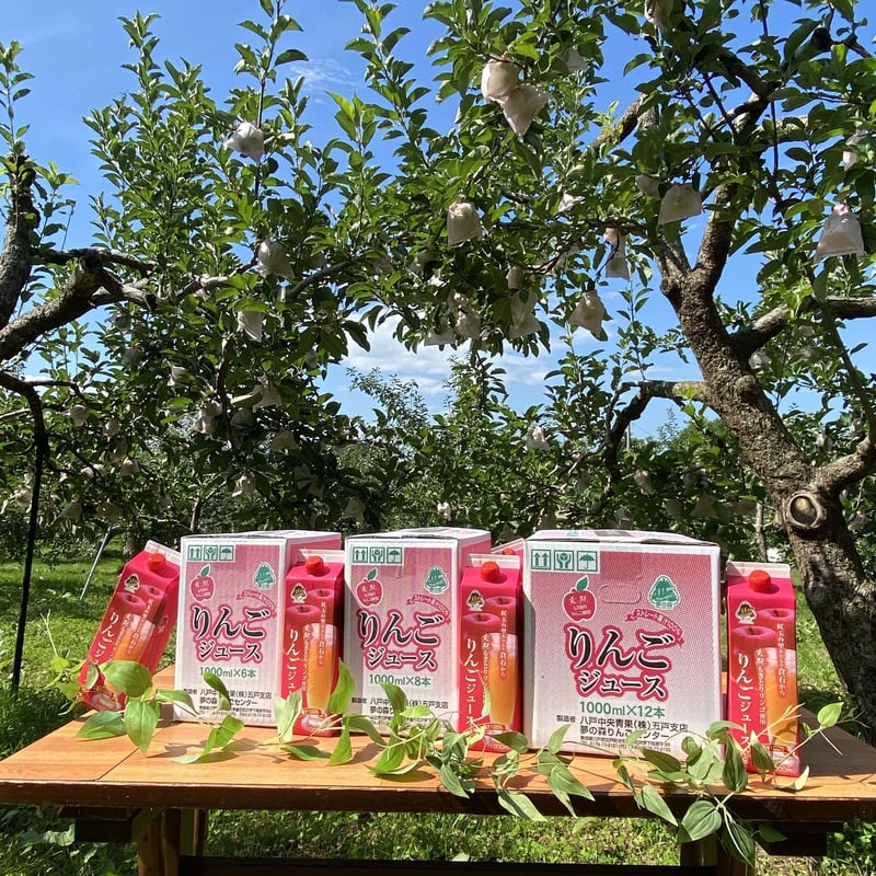 夢の森 ストレート果汁100％ りんごジュース 1リットル8本入り | 八戸
