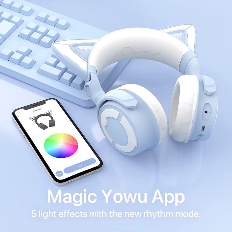 yowu 猫耳 ヘッドホン blue