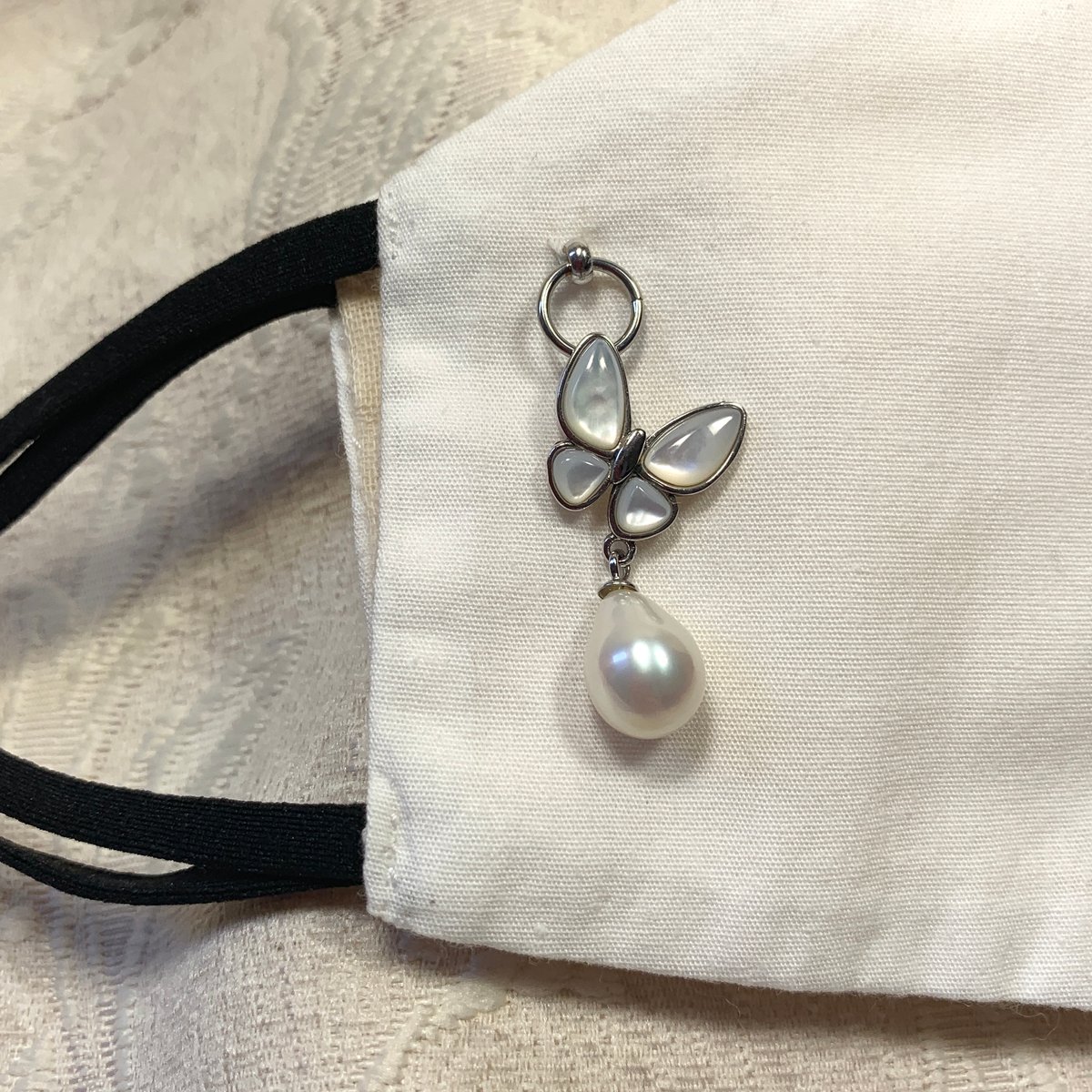 ♪412❤️ 淡水パール ハート マスクチェーン マスク チャーム ♪412