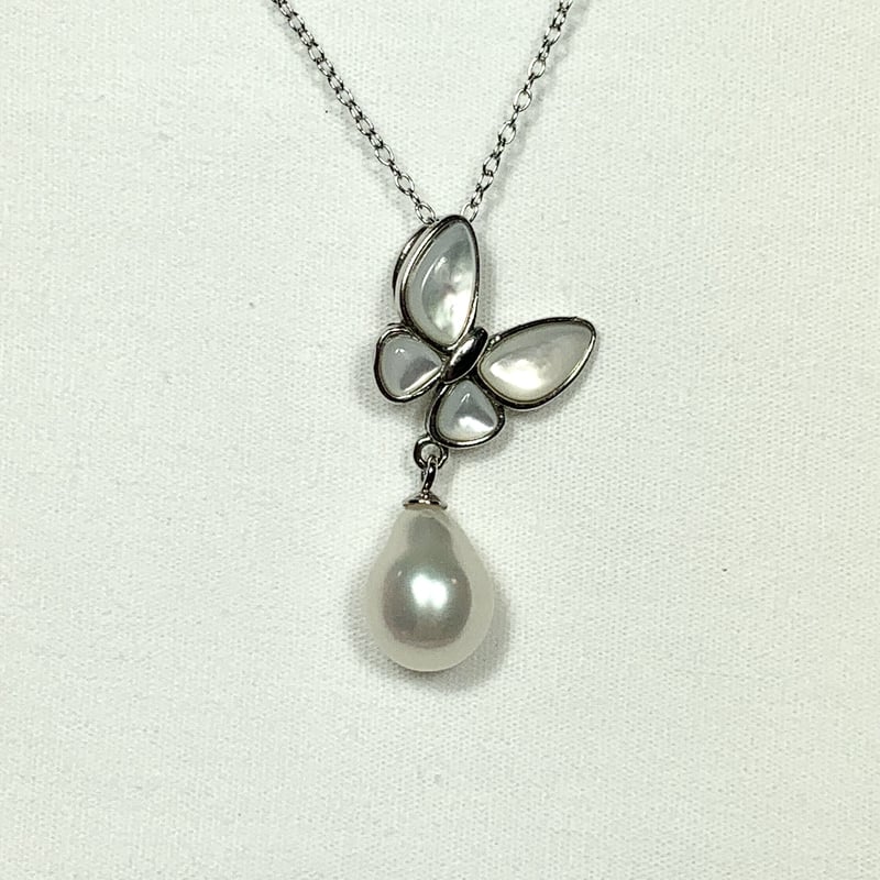 蝶モチーフ 白蝶貝＆【淡水】パール マスクチャーム | jewel mask ORO