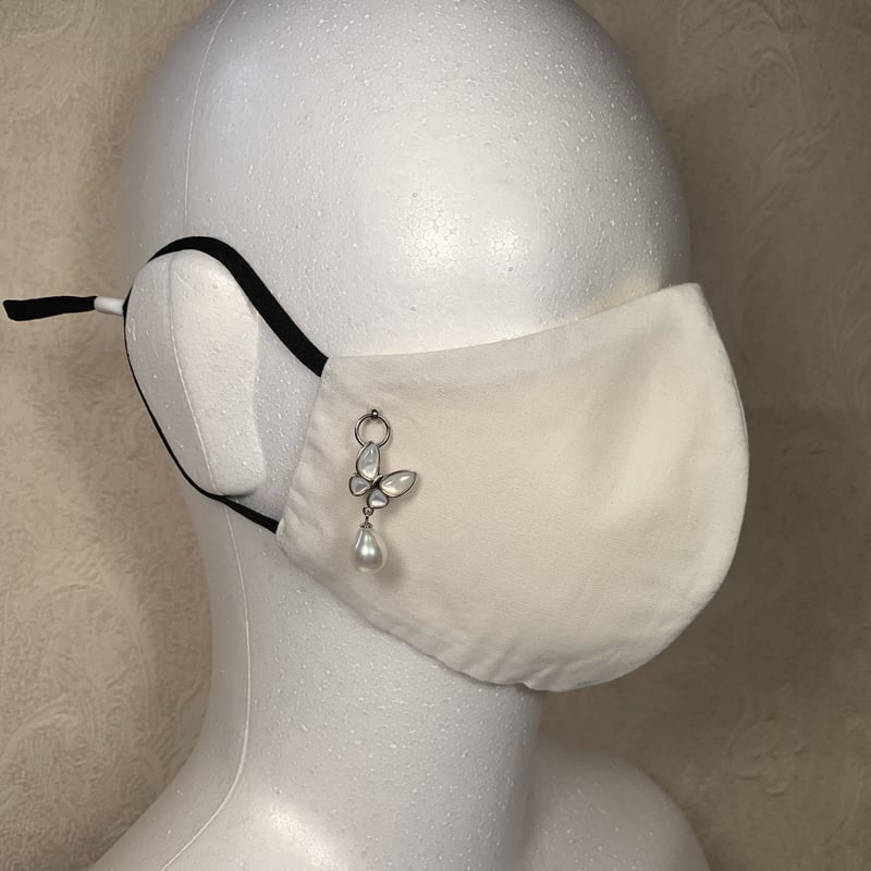 ♪412❤️ 淡水パール　ハート　マスクチェーン　マスク　チャーム ♪412❤️ 淡水パールハートマスクチェーンマスクチャーム