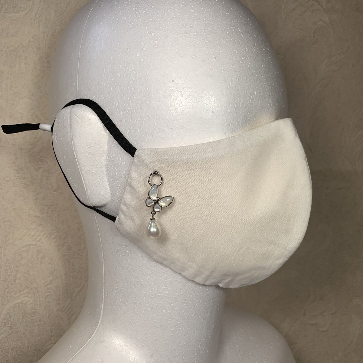 ♪412❤️ 淡水パール　ハート　マスクチェーン　マスク　チャーム ♪412❤️ 淡水パールハートマスクチェーンマスクチャーム