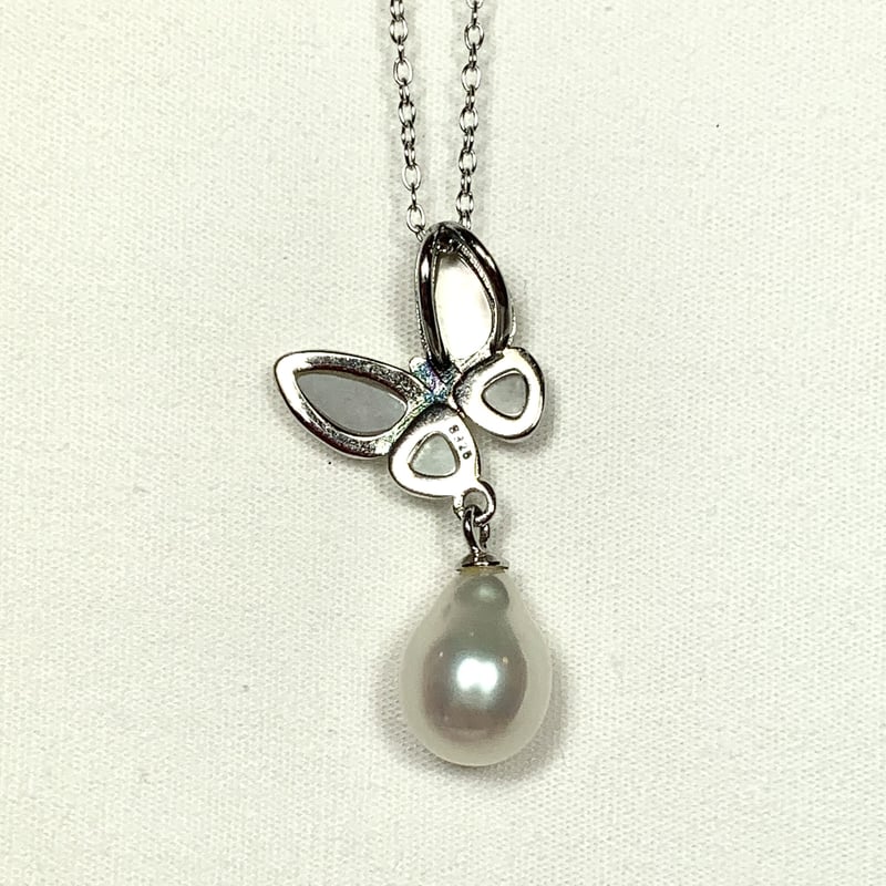 蝶モチーフ 白蝶貝＆【淡水】パール マスクチャーム | jewel mask ORO