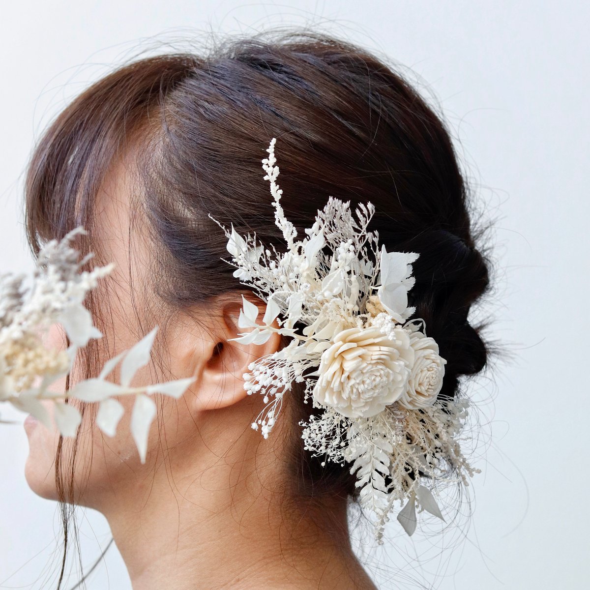 まとめ売り9袋 プルブロッサム ホワイト 髪飾り ブーケ 花束 フリル