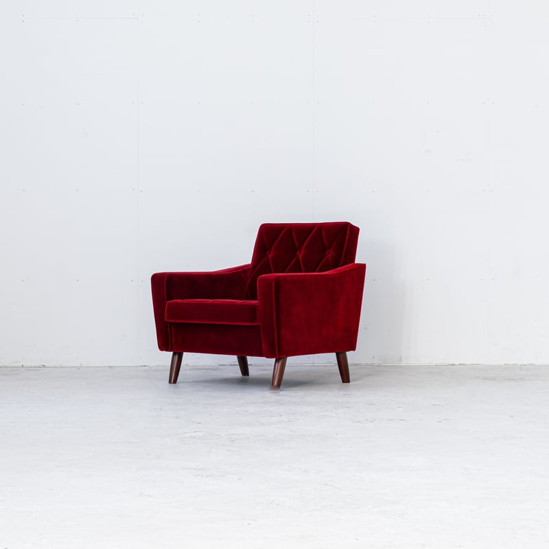 カリモク60 ロビーチェア1シーター 名古屋プレミアムモケットレッド