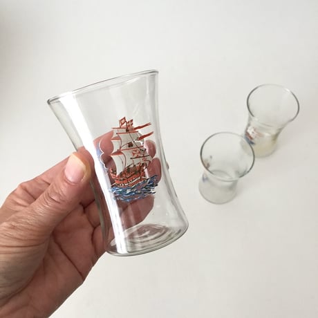glass / アンティーク船柄グラス