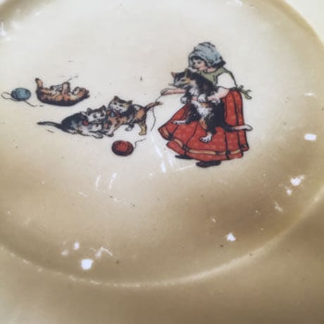 mini plate　アンティークミニプレート　ねこ柄プレート