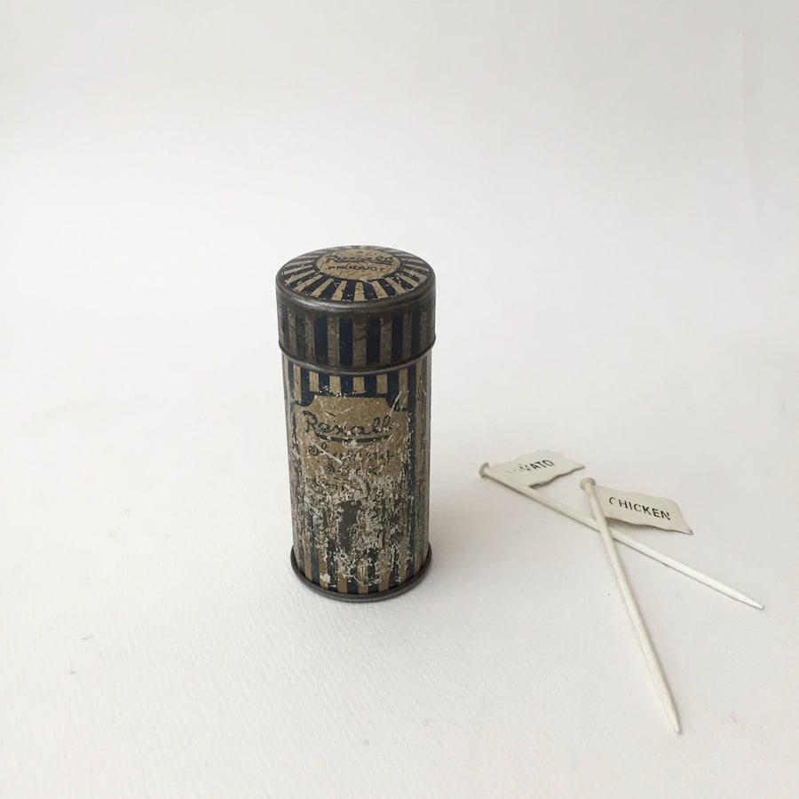 【完動品】ブリキ玩具ANTIQUEコレクション TIN CLUB キコリ old tin / アンティークミニ丸ティン ブリキ缶 | cocon