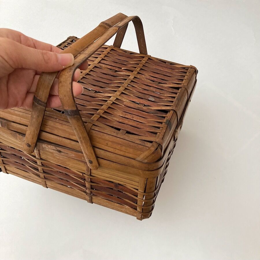 竹細工 竹編み細工 天然素材 手付き バスケット 籠 古民具 当時物 ピクニック fit=scale-down,w=1200