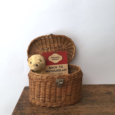 アンティークピクニックバスケット / 籐編み昭和のキッズバスケット