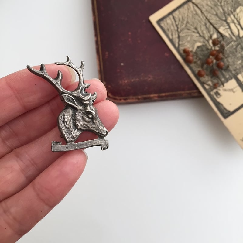 deer brooch / アンティーク鹿ブローチ 鹿モチーフ ヘッド アニマル シルバー |...