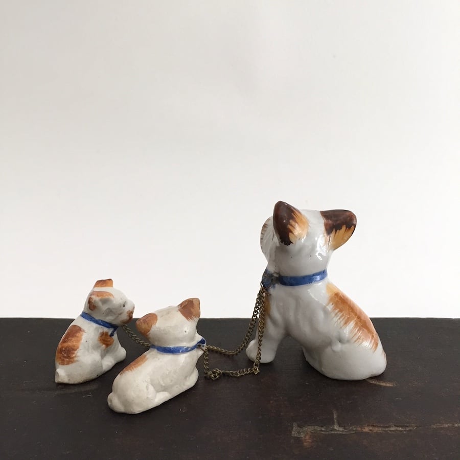 昭和の犬の親子の置きもの / アンティークドックポッタリー | cocon