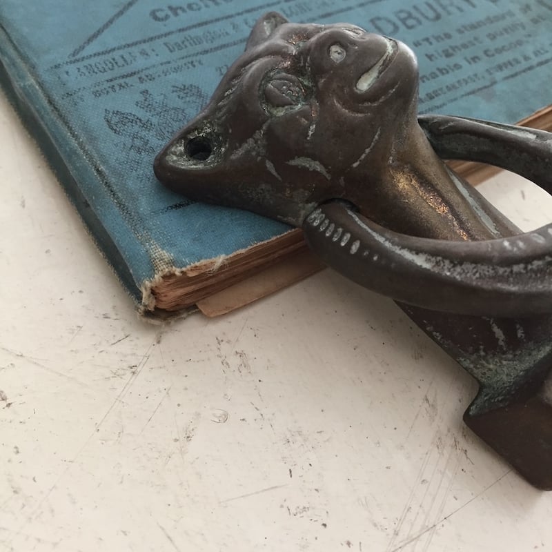cat door knocker / アンティークねこのドアノッカー 真鍮 チェシャ猫