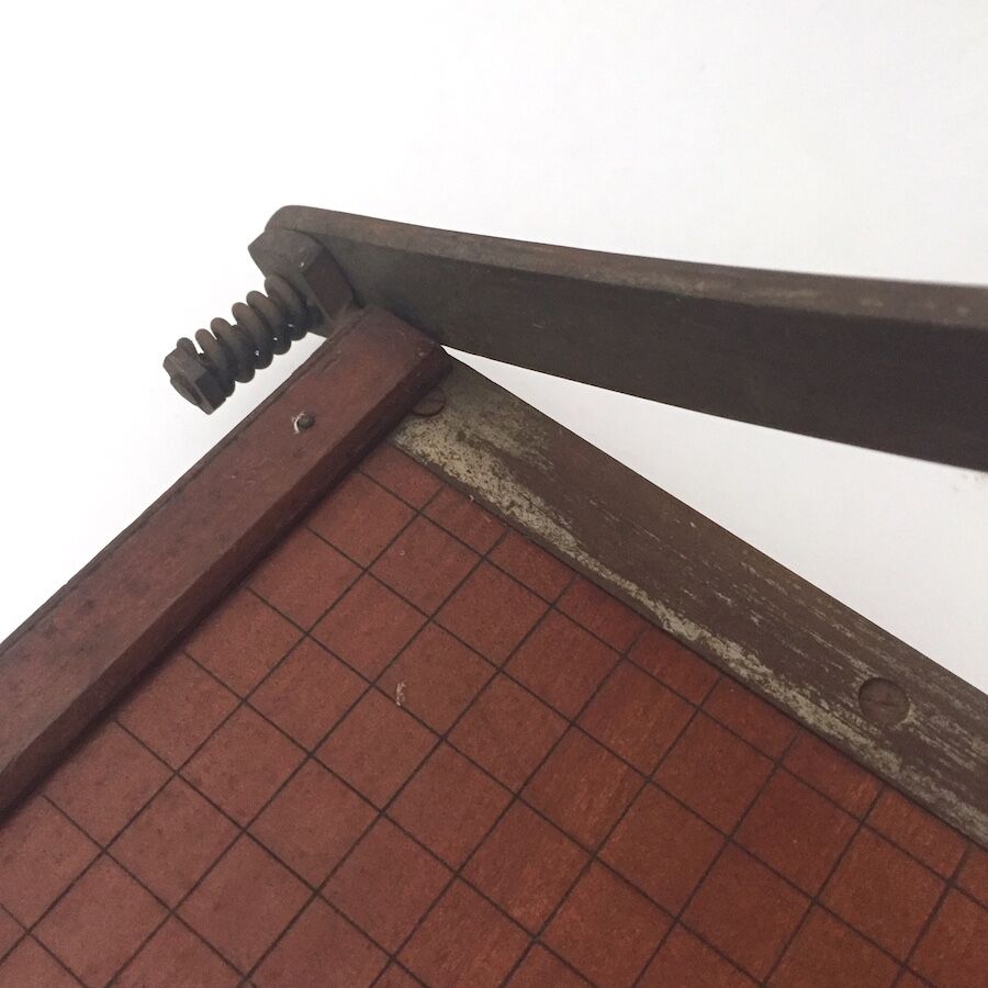 木製裁断機 紙切り台 アンティーク ペーパーカッター 昭和レトロ Y0387