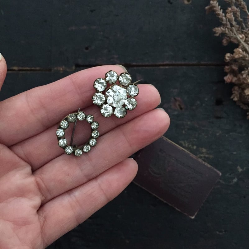 clear glass brooch / アンティーククリアガラスサークル clear glass brooch / アンティーククリアガラスサークル