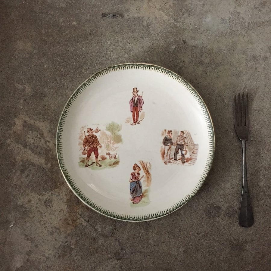 レア◯H.B &CIE 平皿　N-867/フランスアンティーク/クレイユ HB & Cie plate / アンティーククレイユモントロームッシュ絵皿 | cocon