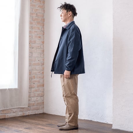 【リサイクルポリエステル】メンズ コーチジャケット ワンサイズ 軽量アウター 袖口ゴム仕様 シンプル＆大人きれいめ
