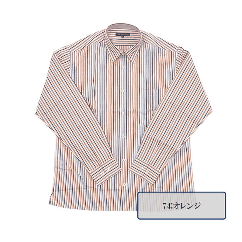 日本製・綿100％】長袖シャツ全3色 M-L マルチストライプ おしゃれ