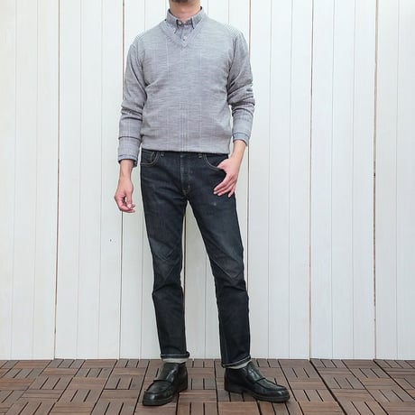 〇【洗濯OK／ウーステッドウール】　12ゲージ　針抜きプレーティング　Vネックセーター　3色