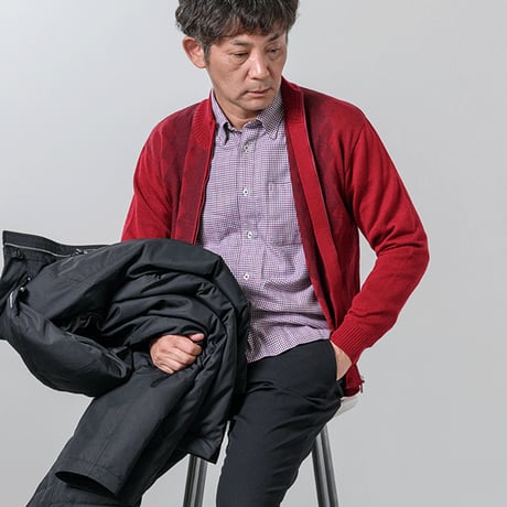【洗濯可能なニット・日本製】ウール混 デザインニット フルジップ 全3色 M-2L ダイヤ柄 ハイネック オフィス カジュアル