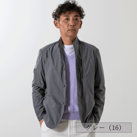 【撥水性・ 家庭洗濯OK】 H・L アッシュ・エル メンズ 撥水メランジタフタ コンバーチブルジャケット