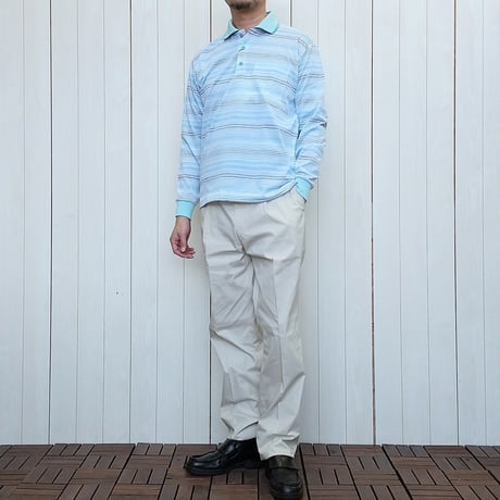【夏でも着れる長袖ポロシャツ】　ボーダーポロシャツ　3色　日本製