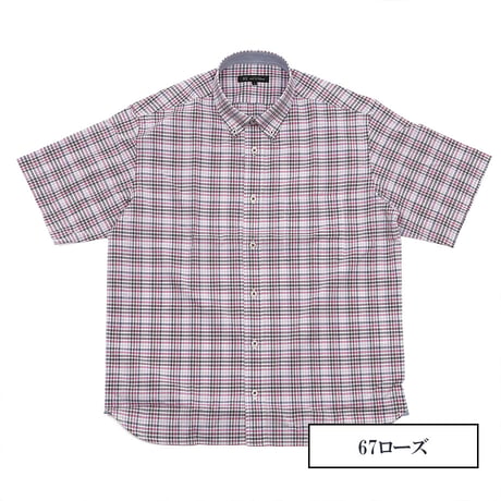 【吸水速乾】半袖シャツ S-2L 全2色 綿混 チェック柄 冷感機能 シワ防止 ノーアイロン