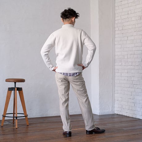 【洗濯機OK】メンズ ブランケットニット ZIPハイネック モールピンタックボーダー トレーナー風ニット 暖かく柔らかい 防風性  滑りがよい
