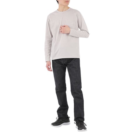【日本製・ 綿混素材】 ミニブロック柄 長袖Tシャツ コーディネートに便利 メランジ感がお洒落