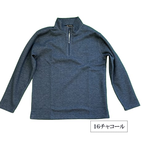 【SALE】 洗濯可能。ハーフジップで着まわしやすい メランジェWフェイス ハーフジッププルオーバー（ZIPハイネック）